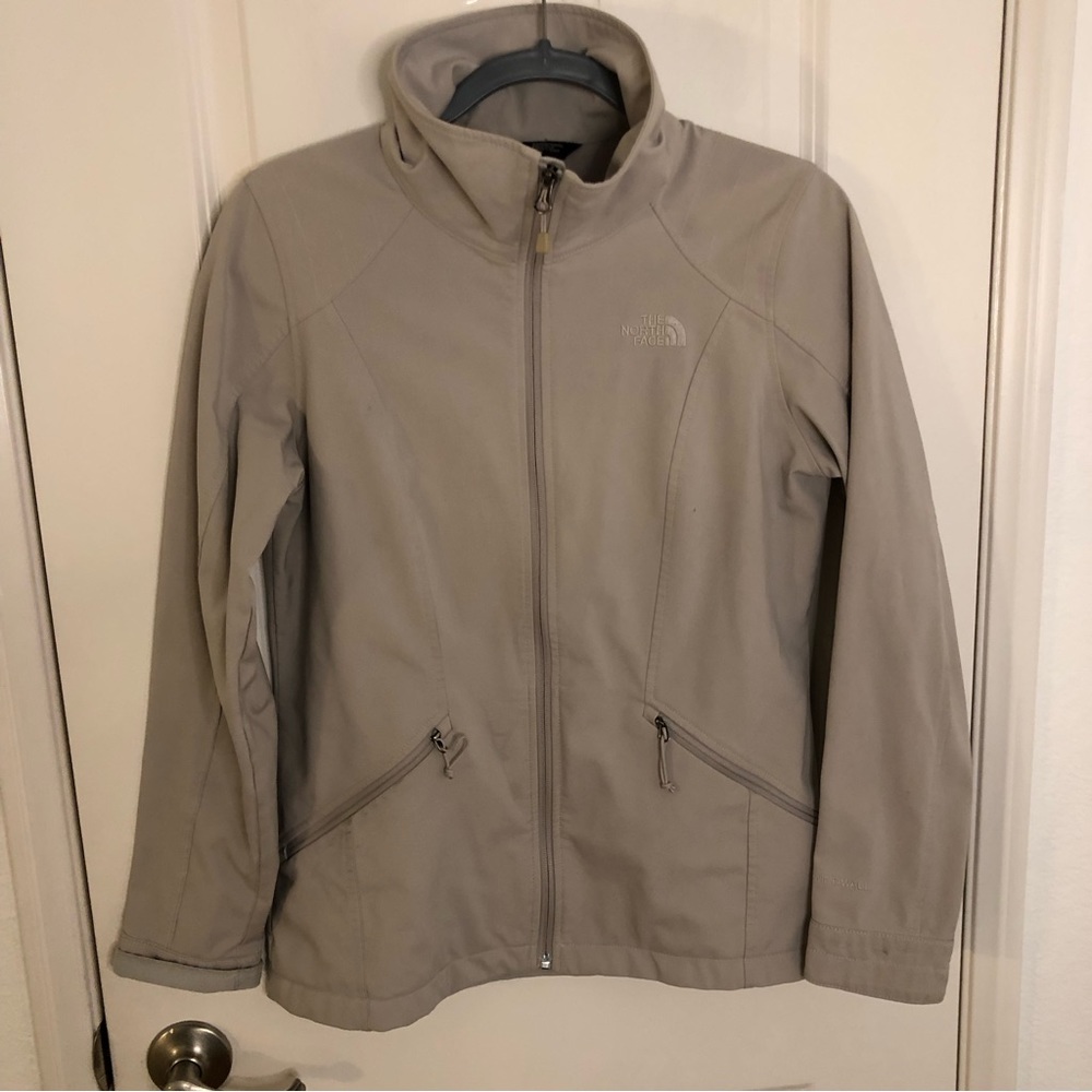 The North Face Cream Tan Zip Apex Bionic soft shell up jacket Windwall medium